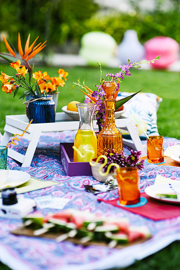 Picnic flores aire libre pasto homy