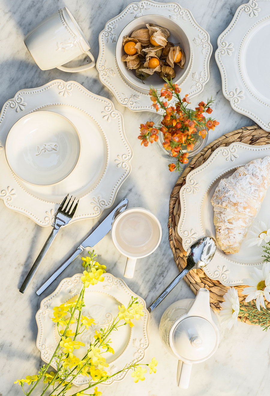 menaje luminoso para mesa homy blanco