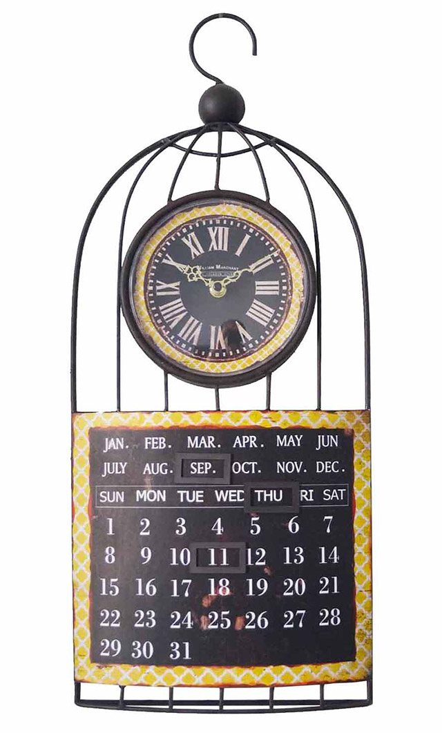 Reloj jaula calendario 25x58 cm | Homy