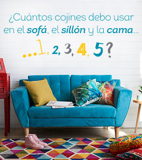 ¿Cuántos cojines debo usar en el sofá, el sillón y la cama?