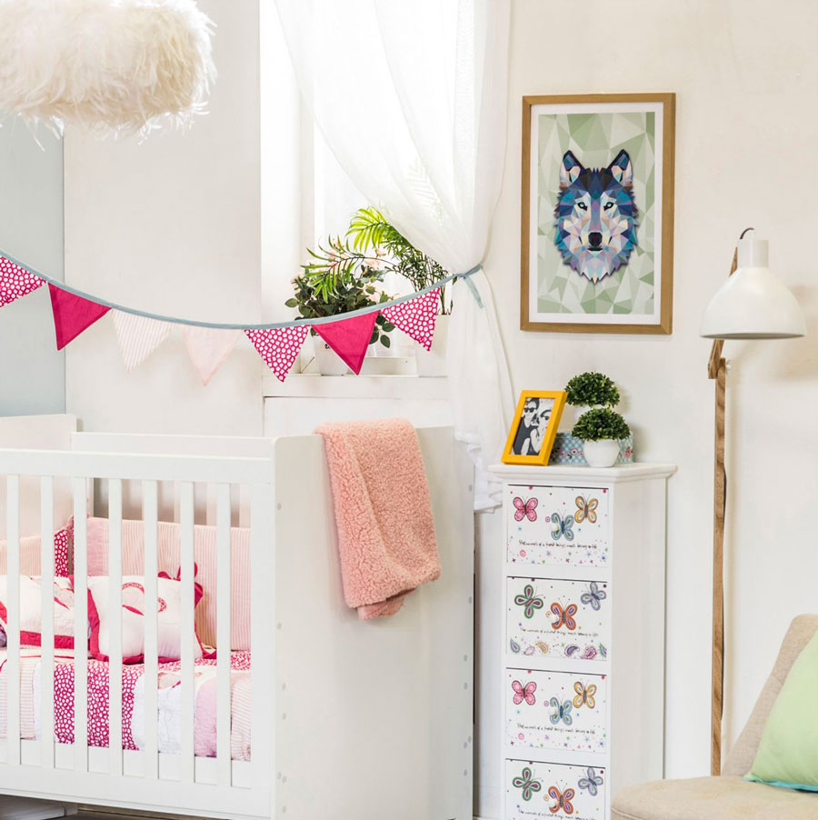 5 ideas decorar muros piezas niños lamina con marco blue wolf