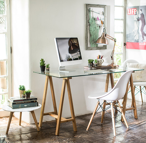 tienes pocos metros decora con vidrio con madera escritorio madera Homy