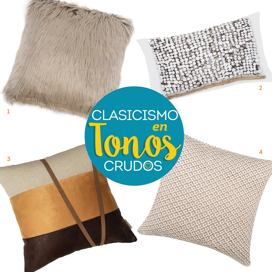 mix match cojines con texturas moodboard -clasicismo en tonos crudos