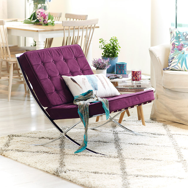 Sillón Barcelona felpa morado | Homy