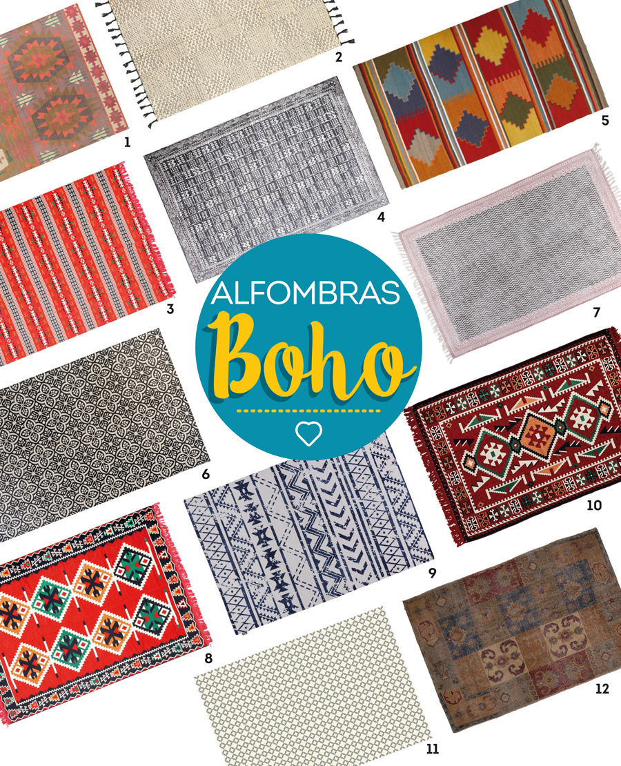 alfombras boho como usarlas moodboard