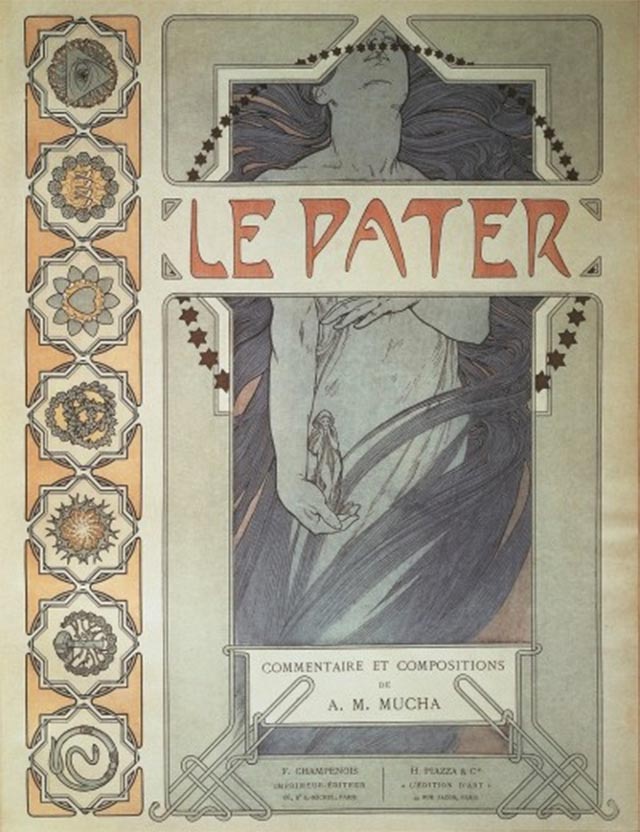 Portada del libro Le Pater de Alphonse Mucha con ilustración del autor.