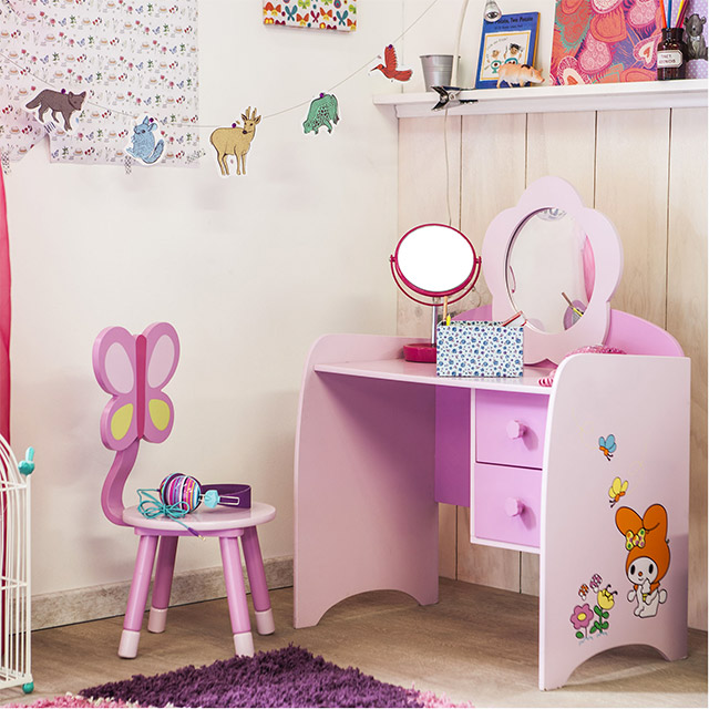 Escritorio y silla infantil rosados | Homy