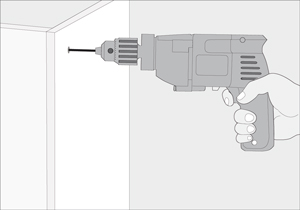 Uso de taladro para instalaci�n de tornillos que fijen bordes y piezas de madera