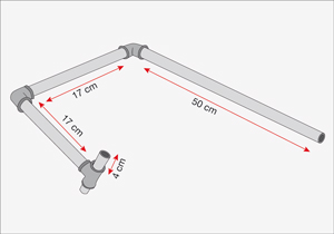 Uso de codos para montar estructura de l�mpara de pvc