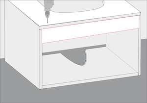 Fijaci�n de bordes adicionales de madera en mueble para el lavamanos