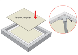 Fondo de cholgu�n clavado como base del cuadro