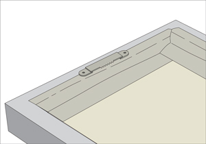 Fijaci�n para colgar cuadro a la pared atornillada sobre marco