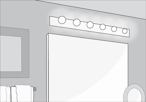 C�mo iluminar un ba�o amplio