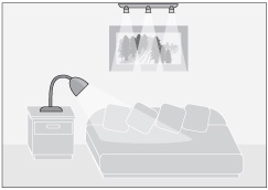 Lamparas dirigibles en velador y techo para una iluminaci�n m�s precisa